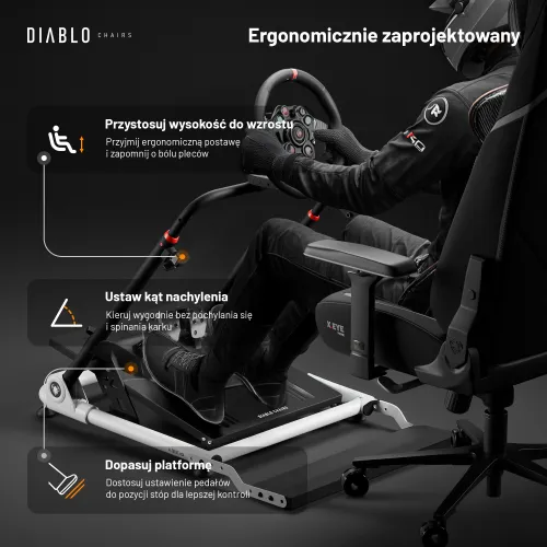 Stojak DIABLO CHAIRS X-Drive Mini Czarno-biały
