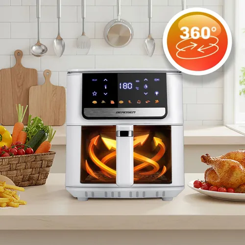 Air Fryer Frytkownica beztłuszczowa BERDSEN BD-662 Biały 6.5l 8 automatycznych programów