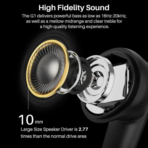 Słuchawki bezprzewodowe Tozo Gaming Pods Dokanałowe Bluetooth 5.3 Czarny