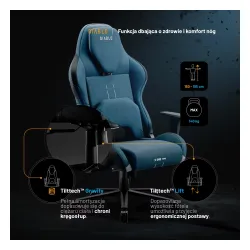 Fotel Diablo Chairs X.One Prime, Normal Size, Meta Ocean Gamingowy Do 140kg Tkanina Niebieski