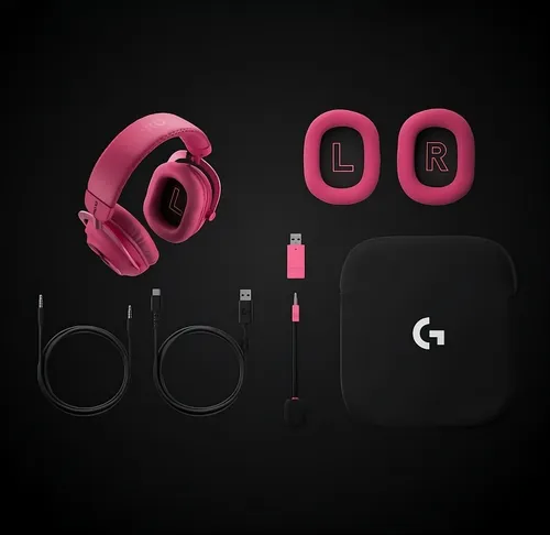 Słuchawki bezprzewodowe z mikrofonem Logitech G Pro X3 Lightspeed Nauszne Magenta