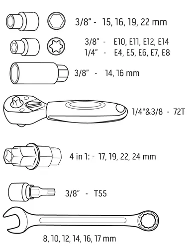 Zestaw narzędzi do motocykla 25szt. Neo 10-500