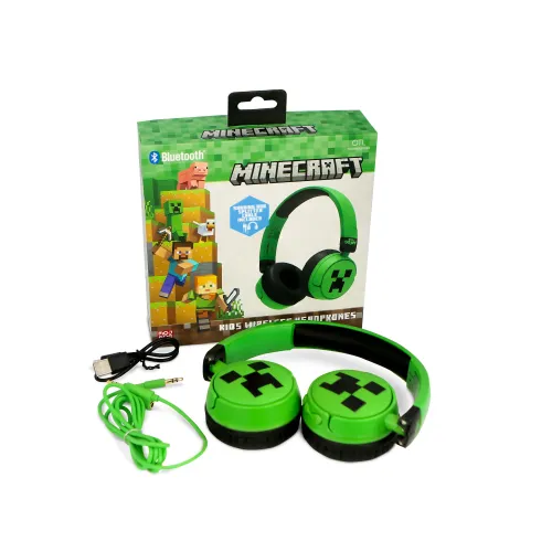 Słuchawki bezprzewodowe z mikrofonem OTL Technologies Minecraft Creeper Kids Wireless Dla Dzieci Nauszne Zielono-czarny