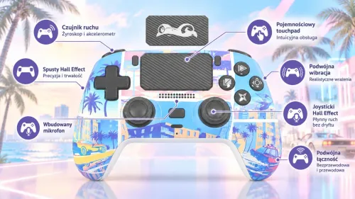 Pad FroggieX FX-P5-GP4-W Vibe City Edition do PC, PlayStation 5, Android, iOS Bezprzewodowy Biały