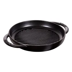 STAUB 22 cm czarna - patelnia grillowa żeliwna