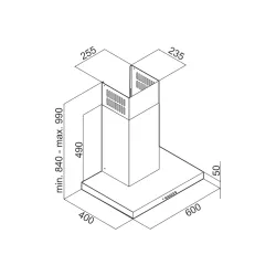 Okap VDB T-Eco 60 Srebrny