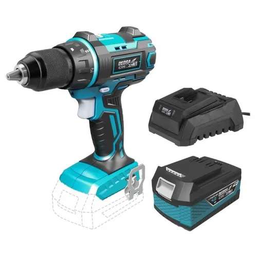 Wiertarko-wkrętarka DEDRA DED7041 + Akumulator DEDRA DED7034 SAS+ALL 4Ah 18V + Ładowarka DEDRA DED7038 SAS+ALL