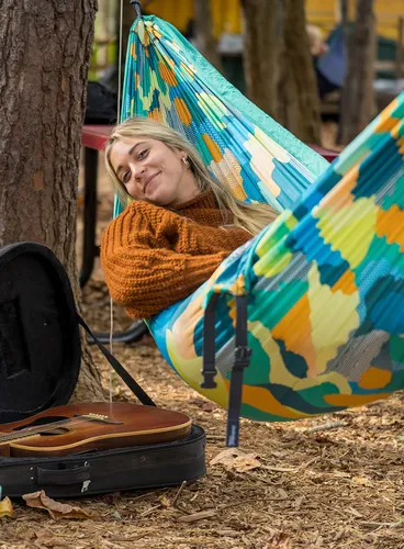 Hamak turystyczny ENO DoubleNest Print Hammock - boulder/melon