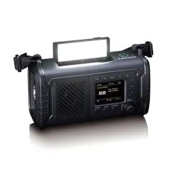 Radioodbiornik Lenco PDR-055BK Na korbkę, Solarne, Latarka, Powerbank, Radio FM DAB+ Czarny