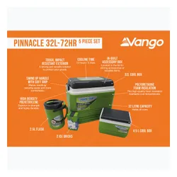 Zestaw lodówek turystycznych Vango Pinnacle 32-72Hr 5 Piece green