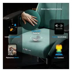 Fotel Diablo Chairs X.One Prime,Normal Size, Mystic Mint Gamingowy Do 140kg Tkanina Miętowy