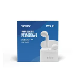 Słuchawki bezprzewodowe Savio TWS-01 Dokanałowe Bluetooth 5.0 Biały