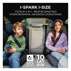 Fotelik samochodowy KINDERKRAFT I-Spark I-Size 2w1 100-150 cm (9-36 kg) Szary