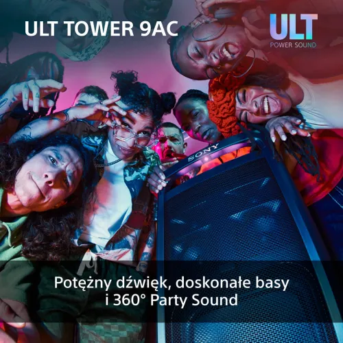 Power Audio Sony ULT Tower 9AC SRS-ULT900AC Bluetooth Mikrofon Karaoke Czarny