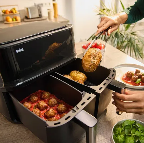 Air Fryer Frytkownica beztłuszczowa BRAUN TD3030.IBK 8l z podwójnym koszem 8 automatycznych programów