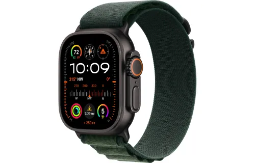 Apple Watch Ultra 2 GPS + Cellular Koperta z tytanu Czarna 49mm Opaska Alpine Ciemnozielona Rozmiar S