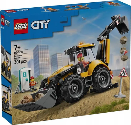 LEGO City 60480 Żółta koparko-ładowarka, zestaw klocków 7+