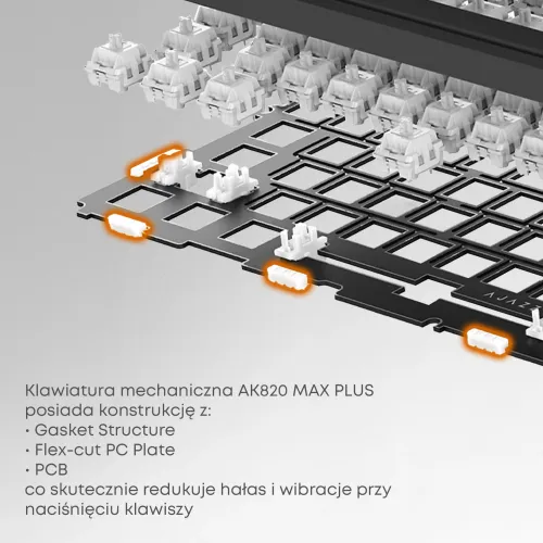Klawiatura mechaniczna Ajazz AK820 MAX Plus Avocado Switch Pomarańczowy
