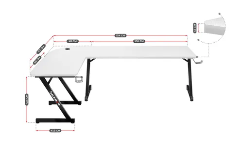 Biurko Huzaro Hero 7.0 154cm Biały