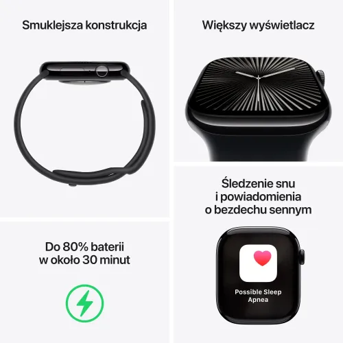 Apple Watch Series 10 GPS 46mm z aluminium srebrny pasek sportowy denim M/L