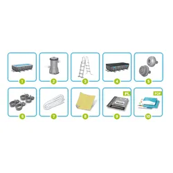 Basen stelażowy Bestway ogrodowy prostokątny 488x244x122 cm zestaw 10w1