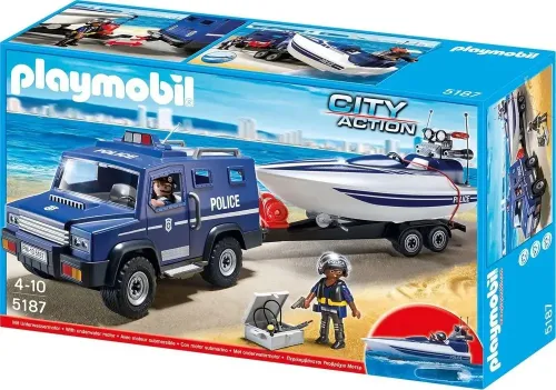 Playmobil 5187 полицейский внедорожник с моторной лодкой