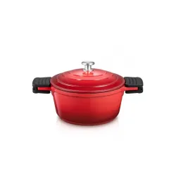 TESCOMA Bordeaux 2,7 l czerwony - garnek aluminiowy z pokrywką