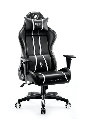 Fotel Diablo Chairs X-One 2.0 Normal Size Gamingowy do 160kg Skóra ECO Tkanina Czarno-biały