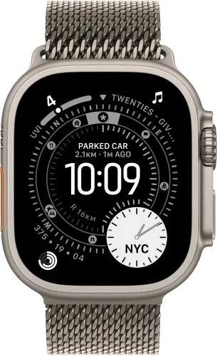 Apple Watch Ultra 3 GPS + Cellular 49mm koperta tytanowa (naturalny) + bransoleta mediolańska z tytanu rozmiar S (naturalny)