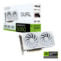 Karta graficzna ASUS Dual GeForce RTX 5060 OC Edition 8GB DLSS 4 White