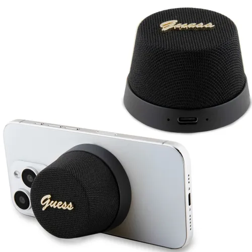 Głośnik mobilny GUESS Magnetic Script Metal Czarny