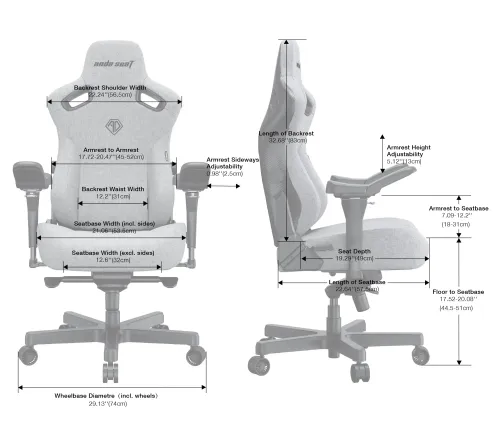 Fotel Anda Seat Kaiser 3 Pro XL Gamingowy do 200kg Tkanina Ciemnoszary