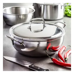 DEMEYERE Atlantis 28 cm - patelnia stalowa z pokrywką