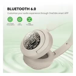 Słuchawki bezprzewodowe Oneodio Focus A6 ANC Nauszne Bluetooth 6.0 Beżowy