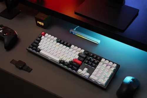 Klawiatura KEYCHRON Q6 HE Wireless Switch Gateron Double-Rail Magnetic Nebula Czarno-biało-czerwony
