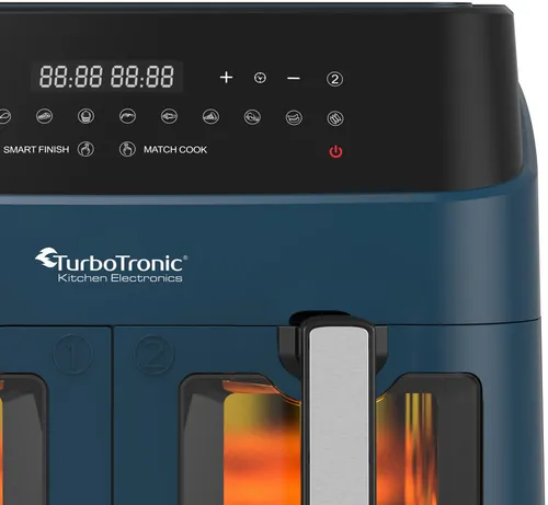 Air Fryer Frytkownica beztłuszczowa TURBOTRONIC TT-DAF6W Niebieski 9l z podwójnym koszem