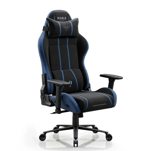 Fotel Diablo Chairs X-One 2.0 Kingl Night Blue Gamingowy do 160kg Tkanina Czarno-Niebieski