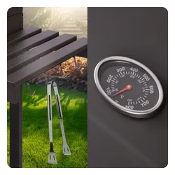 Grill węglowy ogrodowy Berdsen BD-891 komin żeliwny ruszt z pokrywą popielnik + termometr