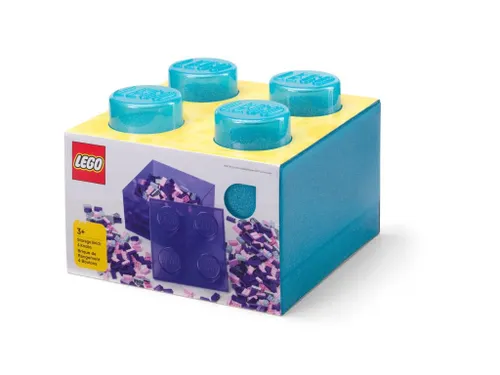Lego 40090802 Classic Pojemnik klocek Lego Brick 4 z pokrywką – Jasnoniebieski