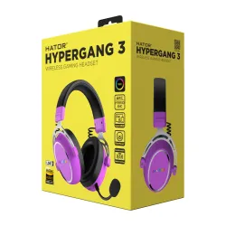 Słuchawki bezprzewodowe z mikrofonem Hator Hypergang 3 Wireless ESH52 ANC Nauszne Fioletowy