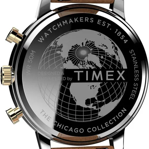 Timex Chicago Kronograf 45mm TW2U39000 Gümüş / Kahverengi Saatler