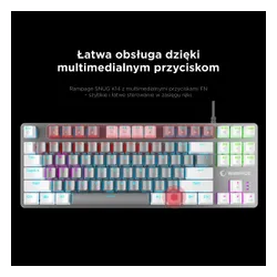 Klawiatura gamingowa Rampage Snug Blue przewodowa mechaniczna podświetlana biało-szara