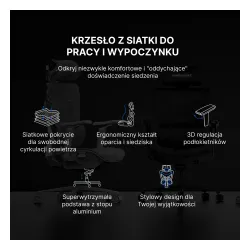 Fotel Anda Seat X-Air Mega XL Mesh Gamingowy do 120kg Tkanina Szaro-różowy