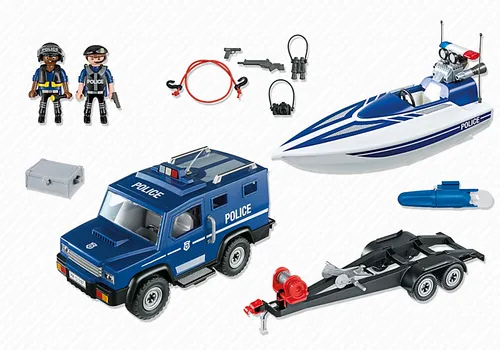 Playmobil 5187 полицейский внедорожник с моторной лодкой