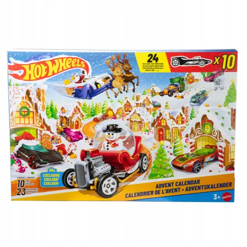HOT WHEELS KALENDARZ ADWENTOWY 2025 24 niespodzianki, 10 autek JCB47