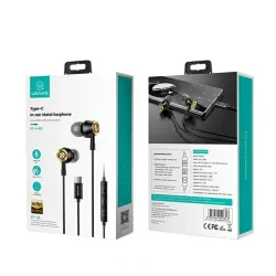 Słuchawki bezprzewodowe USAMS EP-43 Metal USB-C Dokanałowe Mikrofon Czarny