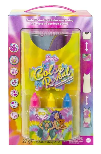 Barbie Color Reveal Neon Tie-Dye Zestaw do farbowania ubranek HCD29