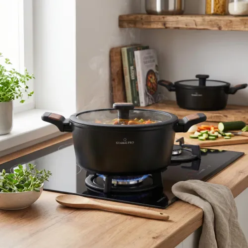 Garnek aluminiowy z pokrywką STARKE PRO ARCHIE WOODEN 1,6 l