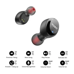 Słuchawki bezprzewodowe Tozo T6S Dokanałowe Bluetooth 5.2 Czarny