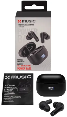 Słuchawki dokanałowe XMUSIC XTW500K Czarny